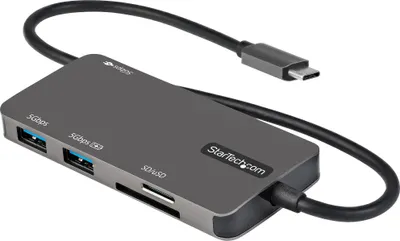 Image de StarTech.com Adaptateur USB C Multi-Port - USB-C vers HDMI 4K, 100W Power Delivery Pass-Through, Slot SD/MicroSD, Hub USB 3.0 à 3 ports - USB Type-C Mini Dock - Câble intégré de 30cm