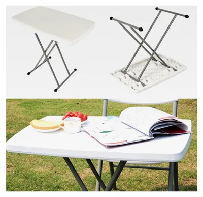 Produktbild von Höhenverstellbarer Klapptisch, Gartentisch für Balkon und Außenbereich, Weiß
