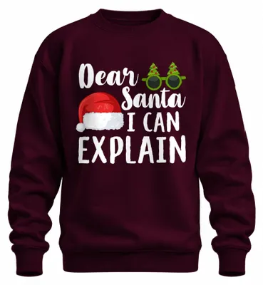 Zdjęcie produktu dla Dear Santa I Can Explain Christmas Saying - świąteczny prezent na Boże Narodzenie Uni  świąteczny sweter, bordowy, S