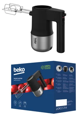Productafbeelding van Beko HMM81504BX, Handmixer, roestvrij staal, geschikt voor mengen, met bedieningsknoppen, spatel, 500 W, 85 mm