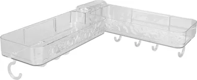 Imagen del producto de Organizador de estante para baño y cocina, resistente al agua, plegable, robusto y versátil. Se puede montar en la pared y es ideal para guardar artículos de higiene personal, utensilios de cocina, etc. Transparente
