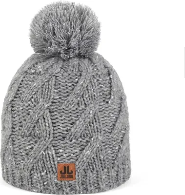 Produktbild von Damen Strick Mütze Braies Hat grau Beanie - Wintermütze mit Pompon