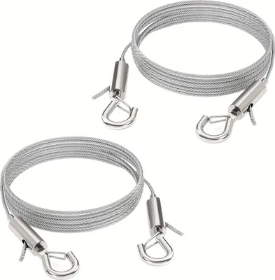 Produktbild von 2 Stück Stahlseil mit Ösen, Silberner Edelstahl Sicherheitskabel 200 cm x 1,5 mm Drahtseil für Fahrradschlösser, Türschlösser, Gepäckschloss