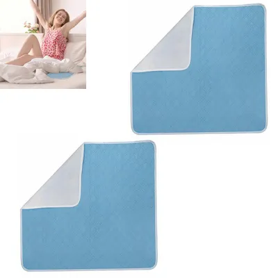 Produktbild von 2 Stück Waschbare Bettschutzunterlage 86×91 cm TPU wasserdicht 4 Schichten Saugfähig rutschfest Matratzenschutz für Pflege Zuhause