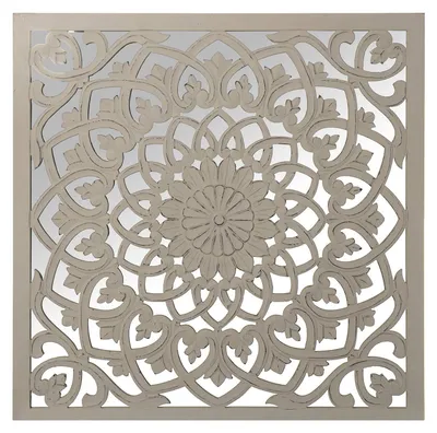 Wandkast MDF mit Spiegel, Weiß, 120x2,7x120 cm