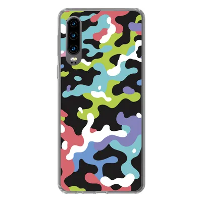 Produktbild von MuchoWow® Handyhülle Schutzhülle Hülle für Huawei P30 Buntes Camouflage-Muster Silikon Softcase Handy Hülle - Kartenbesitzer