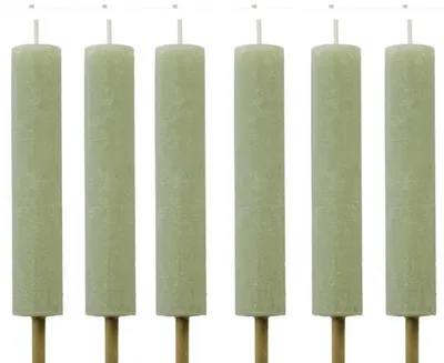 Produktbild von Cactula Outdoor-Fackeln in Salbeigrün, 6er-Set – Ø 3,8 x 20 cm – 10 Stunden Brenndauer – Gartenkerzen
