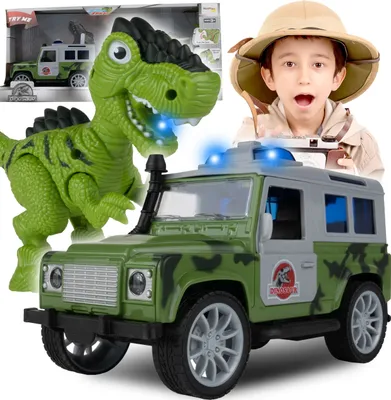 Produktbild von Malplay Geländewagen JEEP mit Anhänger und Dinosaurier Dino Spiel Set ab 3 Jahren Geschenk