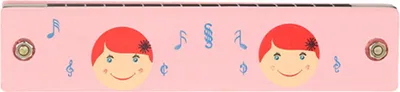 Image de Harmonica 16 trous pour enfants, bois tendre, instrument de musique jouet, couleur et motif aléatoires