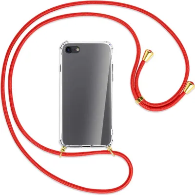 Produktbild von Handykette Backcover-Schutzhülle mit Band (Metall goldfarben) für Apple iPhone 7, iPhone 8 - rot