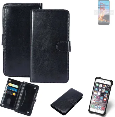 Produktbild von K-S-Trade 360° Hülle kompatibel mit ZTE Blade V2020 schwarz Kunstleder Case BookCase WalletCase Kunstlederederhülle Handyhülle, Rundumschutz