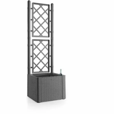 Obrázek produktu pro STEFANPLAST - Blumenkasten Deluxe - quadratisch mit Mesh steingrau - 43x43xh142cm