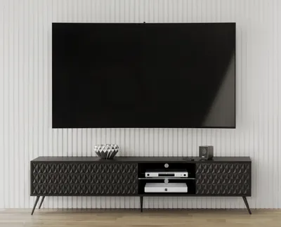 Produktbild von AX LIVING Lowboard TV Delvine 175 cm Schwarz – modernes TV Möbel Design