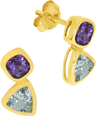 Produktbild von Fascination by Ellen K. Ohrringe 375/- Gold 1,3cm gelb Blautopas beh. blau 273320049-2