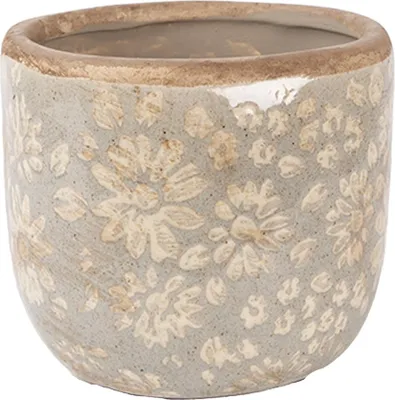 Image de Clayre & Eef Pot de fleurs Ø 10x9 cm Gris Céramique