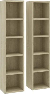 Image de vidaXL Étagères CD 2 pièces chêne Sonoma 21x16x93,5 cm panneau de particules