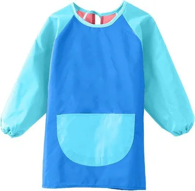 Produktbild von Kinderschürze mit Ärmeln und großen Vordertaschen - Wasserdichte Schürze für Malen, Basteln und Kochen (7-11 Jahre)
