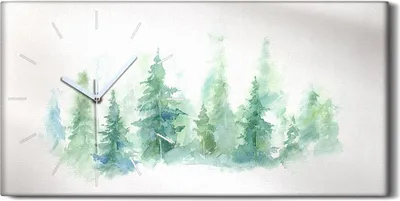 Produktbild von Leinwand Wanduhr Wandkunst Uhr Geräuschlos 60x30 Aquarell Bäume Wald Kunst - weiße Hände