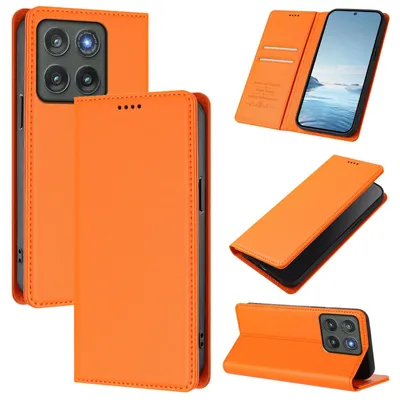 Produktbild von Handyhülle für Motorola Edge (2026), Kunstleder Klapphülle Stoßfeste Magnetische Hülle mit Ständer Orange