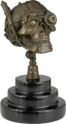 Obrázek produktu pro Moritz bronzová postava steampunk lebka lebka výška 18,5 cm 1,85 kg socha socha starožitný styl historické dekorace vintage