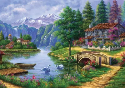 Zdjęcie produktu dla ART PUZZLE Puzzle wioska nad jeziorem 1500 elementów