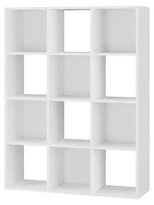 Immagine prodotto di Sistema a scaffali con 12 ripiani - Libreria / Divisorio - Scaffale indipendente - Scaffale portaoggetti in legno - Bianco