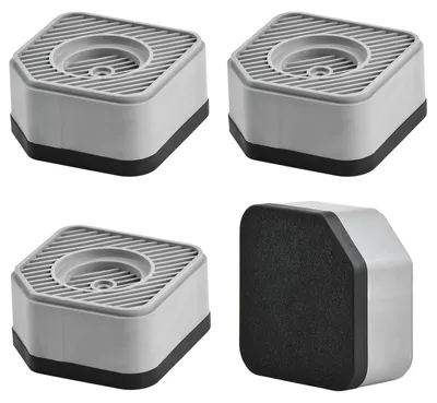 4 Anti-Vibrationspads für Waschmaschine, 9x9x4,5 cm, grau