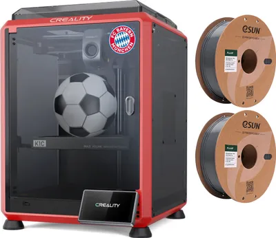 Produktbild von Creality 3D K1C 3D-Drucker/AI-Kamera/600 mm/s Druckgeschwindigkeit,kann Kohlenstofffaser-Verbrauchsmaterialien drucken, K1C Bayern Mš¹nchen Edition,Rot+ 2*1KG Grau High Speed PLA Filament