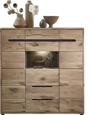 Produktbild von Highboard >Bellano< in Viking Oak Nachbildung, MDF, Spannplatte - 125x128x38cm (BxHxT)