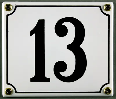 Produktbild von Hausnummernschild 13 weiß 12x14 cm Schild Emaille Hausnummer Haus Nummer Zahl Ziffe