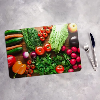 Produktbild von Tischset 6x45x30 cm Platzset Tischmatte Platzmatte Untersetzer - Gemüse Farbige