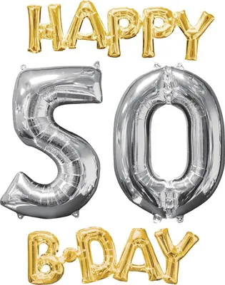 Produktbild von Folienballon 50. Geburtstag gold silber Set