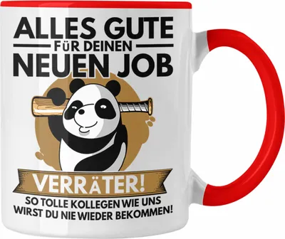 Produktbild von Trendation - Jobwechsel Tasse Geschenk Neuer Job Abschied Abschiedsgeschenk Kollege Kollegin Alles Gute Für Den Neuen Job (Rot)