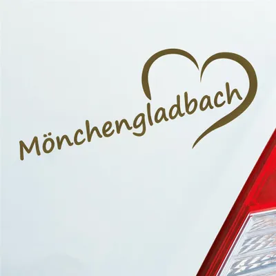 Produktbild von Auto Aufkleber Mönchengladbach Herz Stadt City Liebe Love 19,5x8 cm Gold Sticker Heckscheibenaufkleber
