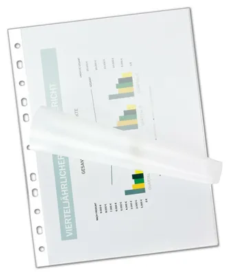 Produktbild von 100x Laminierfolien A4 mit Abheftrand 2x 125 mic Hochglanz