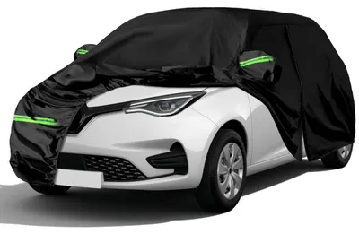 Image de Housse de protection pour voiture, adaptée aux Renault Zoe de 2012 à 2024, imperméable, avec fermeture éclair, protection contre toutes les intempéries, couleur noire