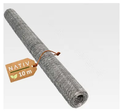 Produktbild von Maschendrahtzaun 100 cm hoch, Hasendraht, Kaninchendraht mit 13 mm Maschengröße, Wühlmausgitter aus Sechseckgeflecht, stabiler Drahtzaun, Hühnerzaun, 10 m Länge (silber)