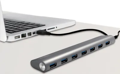 Produktbild von LogiLink UA0308, USB 3.2 Gen 1 (3.1 Gen 1) Type-A, USB 3.2 Gen 1 (3.1 Gen 1) Type-A, 5000 Mbit/s, Grau, Aluminium, CE, RoHS