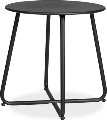 Image de Table basse ronde Table de jardin Table d'appoint Métal Massif Noir Table exterieur