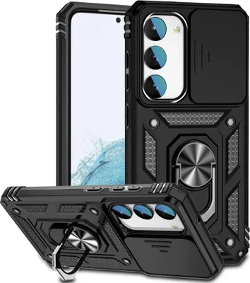 Produktbild von Samsung Galaxy S23 Hülle - Coverup Armor Ring Ständer Back Cover mit Kamera Schutz - Schwarz