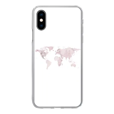 Produktbild von MuchoWow® Handyhülle Schutzhülle Hülle für iPhone X Weltkarte - Marmor - Rosa Silikon Softcase Handy Hülle - Handyhülle