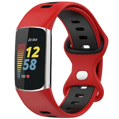 Produktbild von Fitbit Charge 6, Fitbit Charge 5 Band: imoshion Silikon-Sportband ohne Löcher mit silbernem Knopf