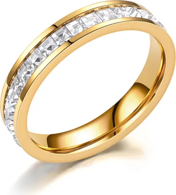 Produktbild von Glatte Oberfläche, edler Paarring, quadratischer Zirkonia, Ehering, Schmuckzubehör-Golden,US 10
