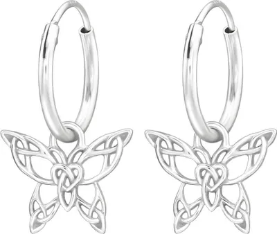 Produktbild von 925 Sterling Silber Creolen Ohrringe 12mm mit Schmetterling