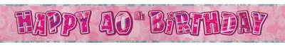 Produktbild von Unique Folien-Banner zum 40. Geburtstag, rosa, 274 x 13 cm