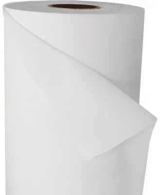 A close-up view of a roll of white fabric or material, likely for protection or insulation.