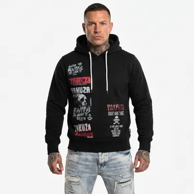 Produktbild von Yakuza Herren Patchwork Kapuzenpullover, Schwarz, XXL