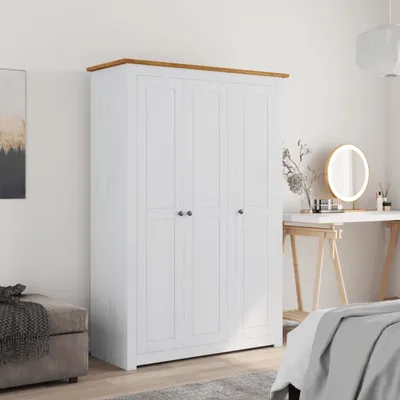 Obrázok produktu pre vidaXL Šatníková skriňa 3 dvere biela 118×50×171,5 cm borovica Panama - Šatníková skriňa - Šatníky - Šatníkové skrine