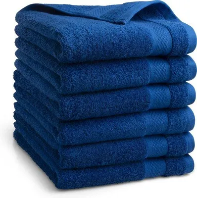 Zdjęcie produktu dla Ręczniki hotelowe Unyqoos® 50 x 100 cm – zestaw 6 sztuk, 100% bawełna, 500 g/m² – miękkie i chłonne, klasyczny niebieski kolor