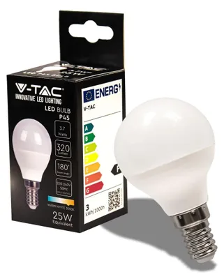 Immagine prodotto di V-TAC VT-1819 Lampadina led SMD 3.7W E14 180° mini globo P45 bianco caldo 3000K - SKU 214123